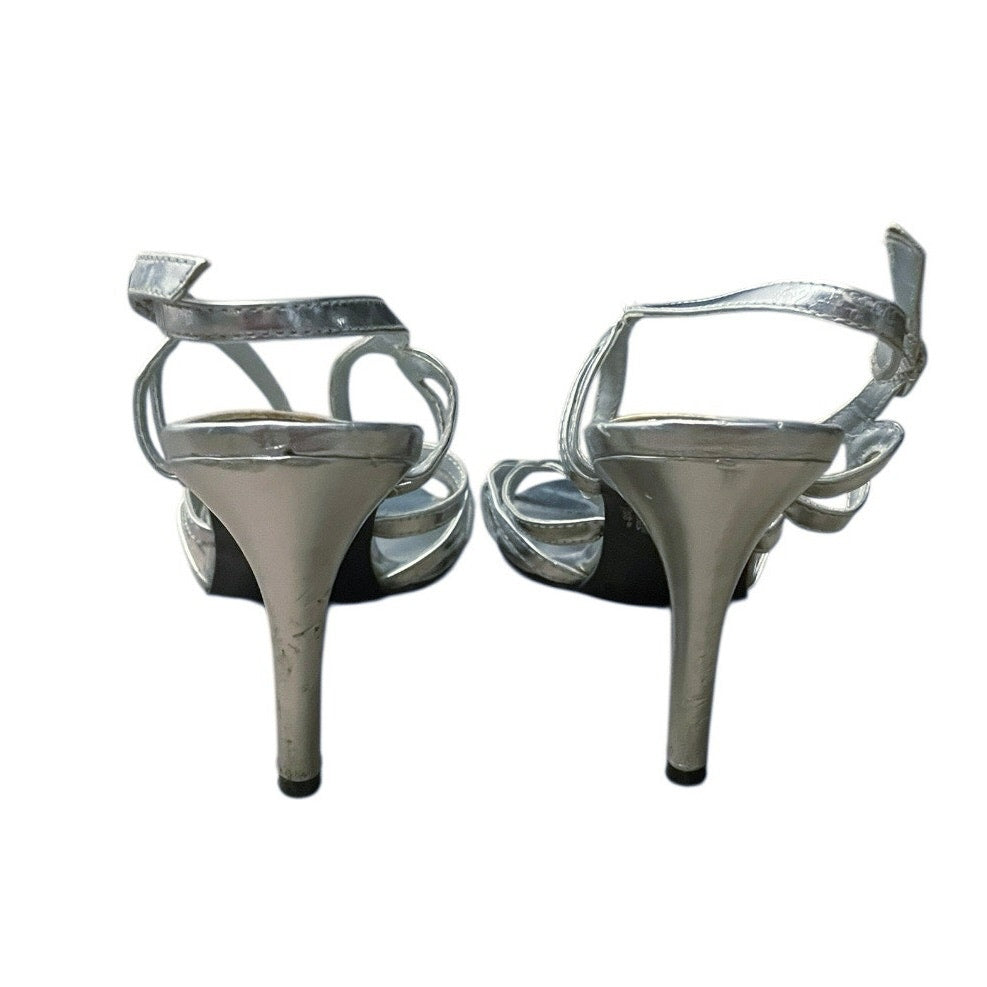 Fioni Night Silver Strappy Open Toe Stiletto High Heels