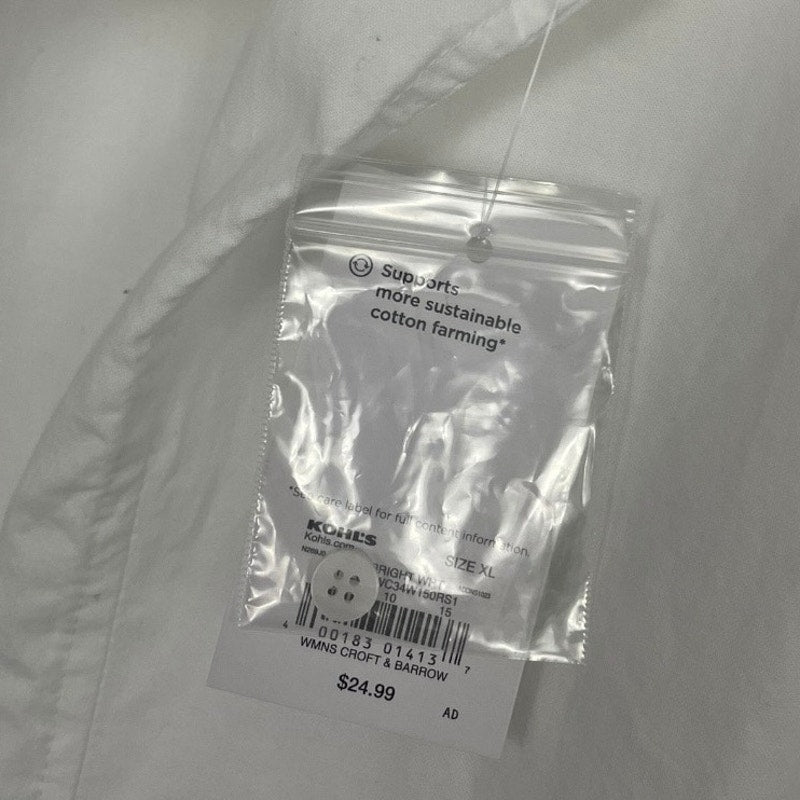 NWT Croft & Barrow The Classic Shirt Bright White Long Sleeve Button Down