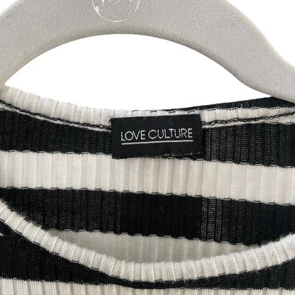 Love Culture Black & White Striped Ribbed Cropped Top