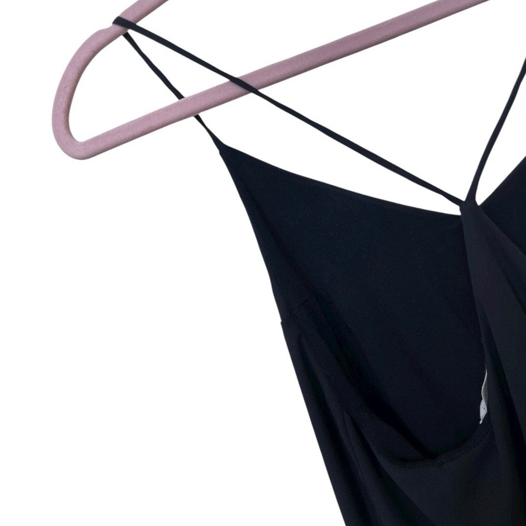 Honey Punch Sheer Black Mini V-Neck Open Back Slip Dress