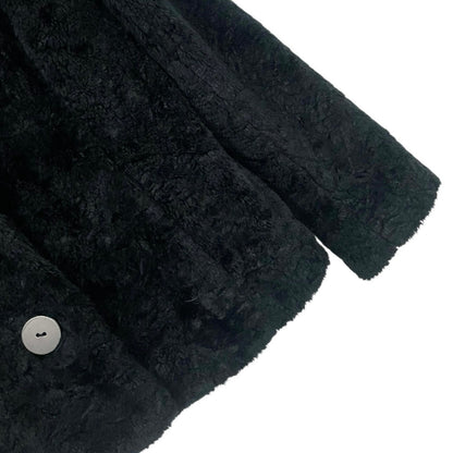 Braetan Vintage Black Fluffy Faux Fur Button Down Coat