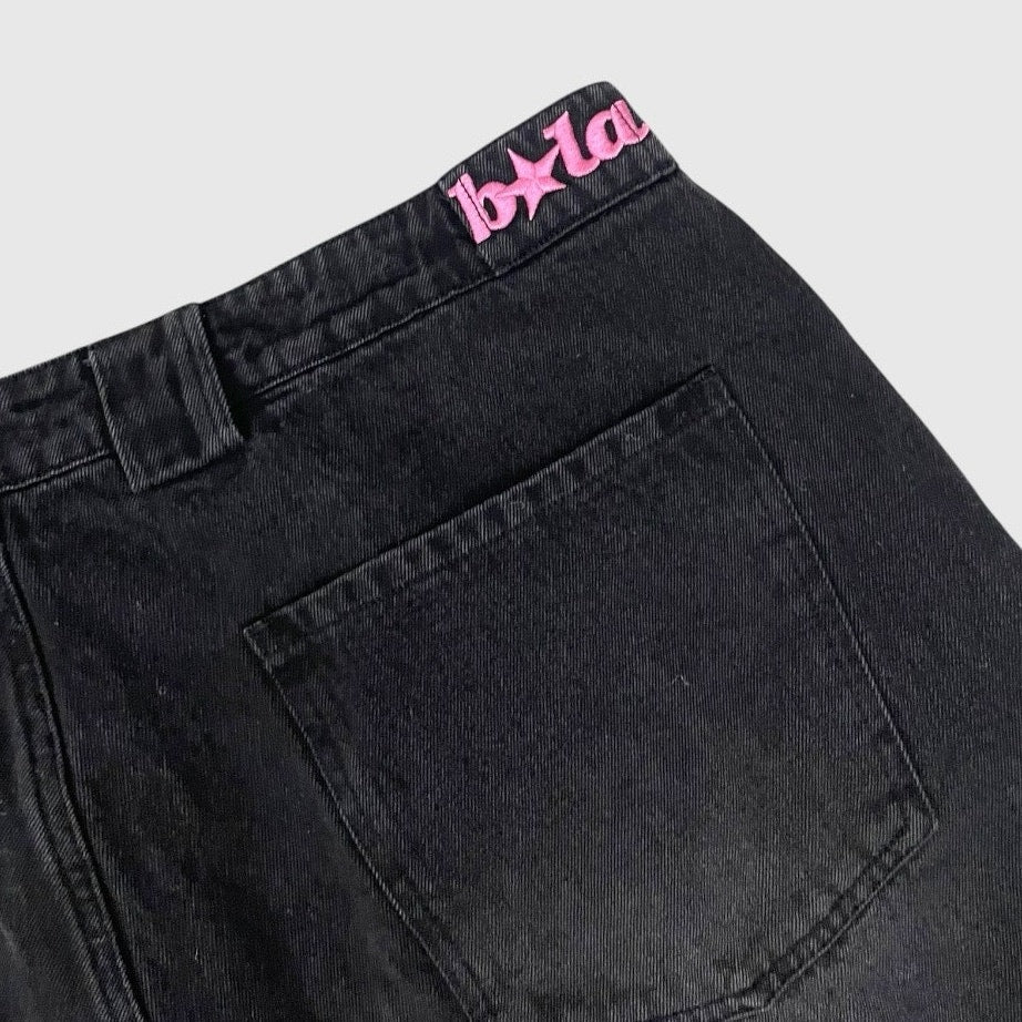 BELACARTES Mens Black Denim Cargo Shorts