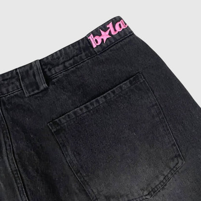 BELACARTES Mens Black Denim Cargo Shorts