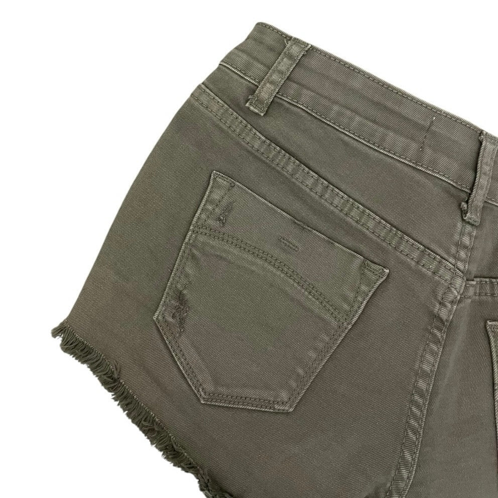 RSQ Jeans Olive Green Cabo Cut-Off Distressed Mini Jean Shorts
