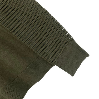 Stitches & Stripes Olive Green Cutout Knit Hooded Sweater