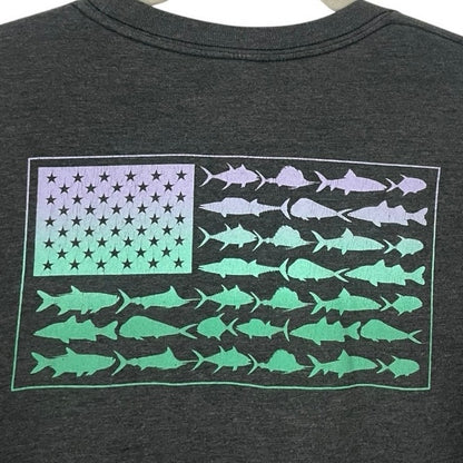 Columbia Mens Grey PFG American Flag Fish Graphic Tee