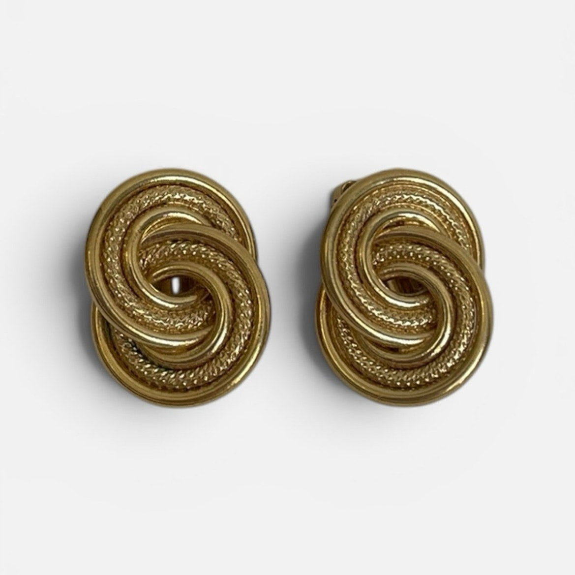Vintage Gold Tone Clip On Statement Earrings