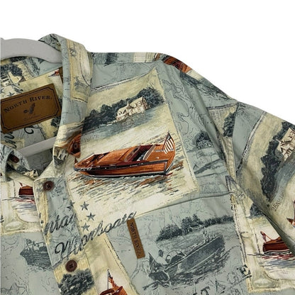 North River Mens Vintage Motorboats Button Down Shirt