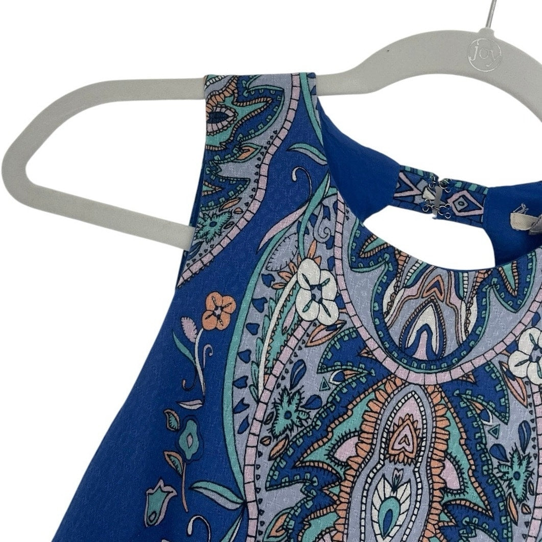 Ecote Blue Boho Open Back Mini Dress