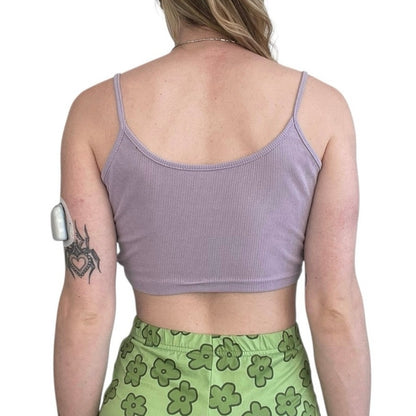 Light Purple Cropped Knot Front Ribbed Tank Top
