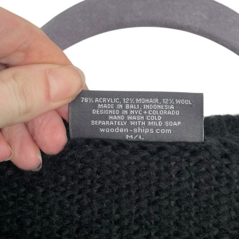 Wooden Ships Black Knit Crewneck Mohair x Wool Sweater