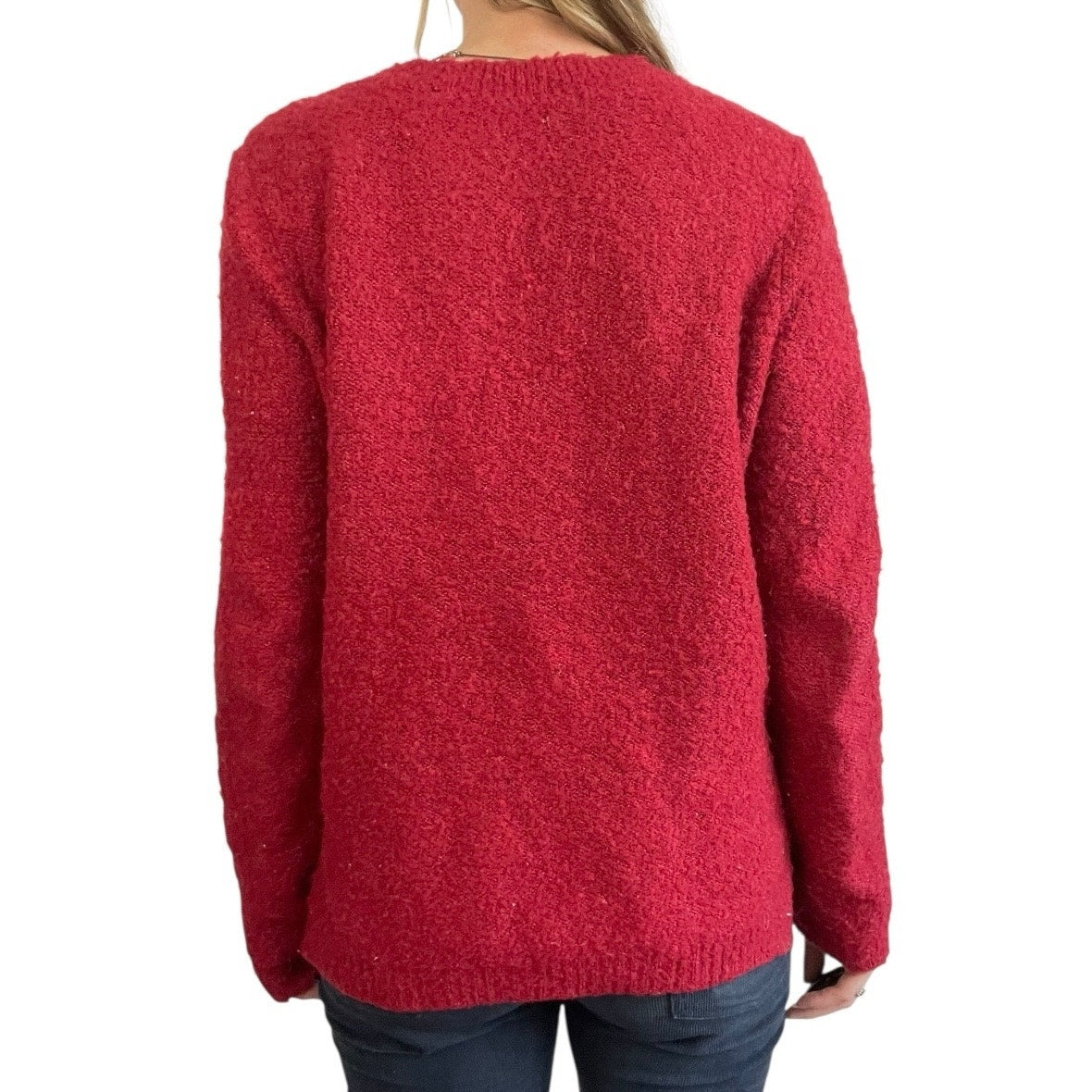 Red Knit Crewneck Sweater