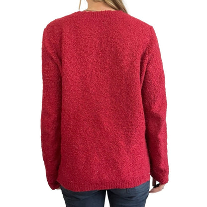 Red Knit Crewneck Sweater