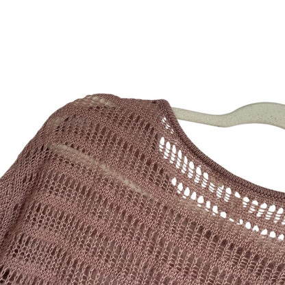 Frenchi Shimmery Pink Long Sleeve Loose Knit Long Blouse