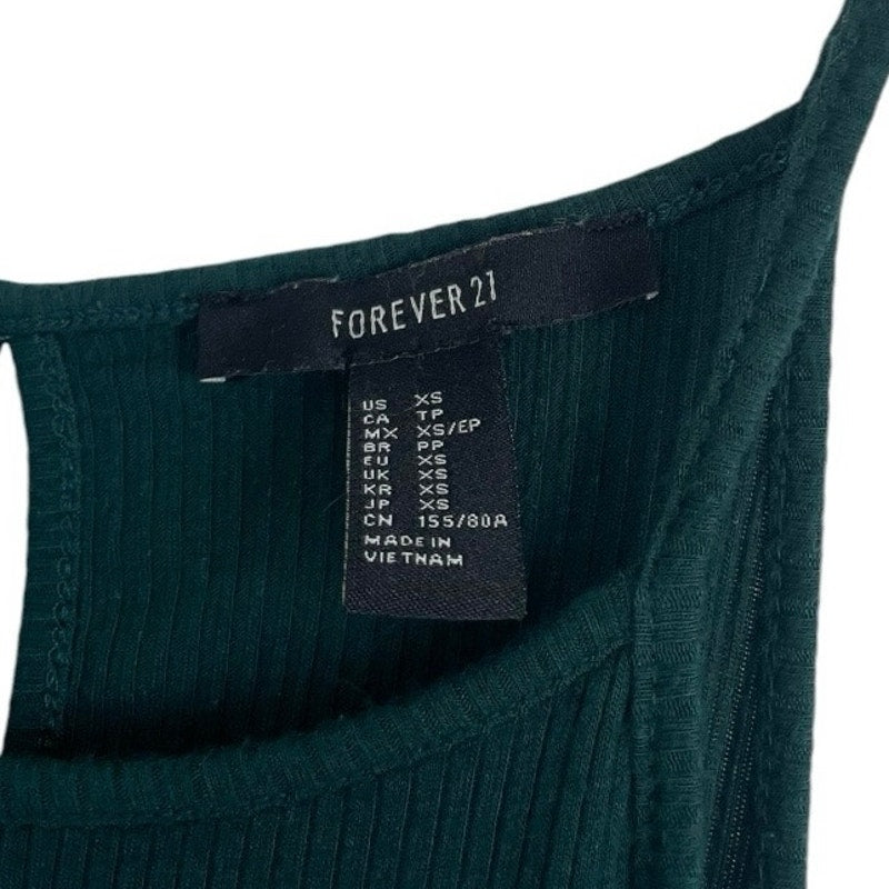 Forever 21 Green Ribbed Mini Dress