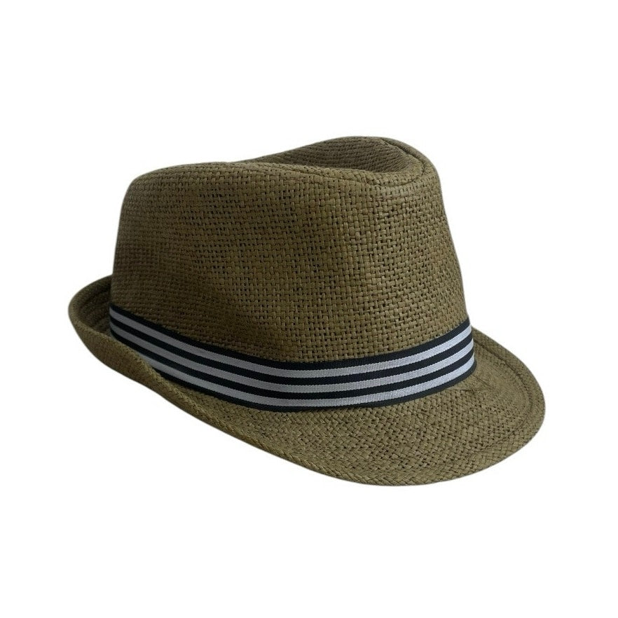 Beige Straw Woven Fedora Hat