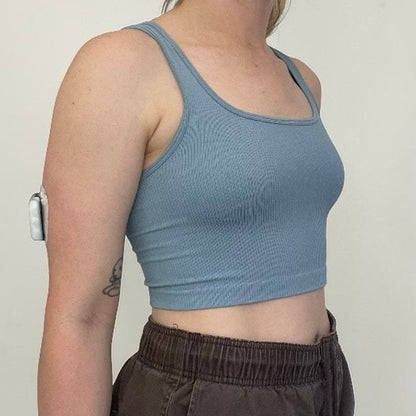 OQQ Blue Ribbed Cropped Tank Top