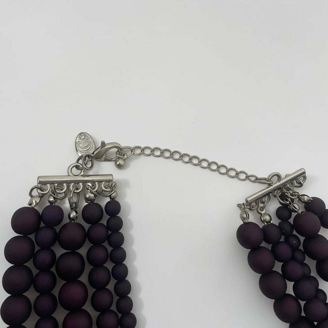 Charming Charlie Chunky Purple Bead Layered Statement Necklace