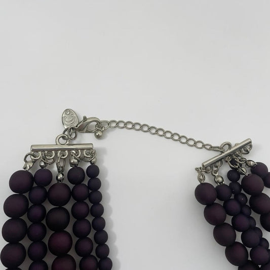Charming Charlie Chunky Purple Bead Layered Statement Necklace