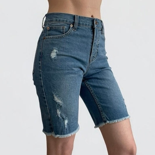 Supplies Distressed Midi Bermuda Denim Jean Shorts