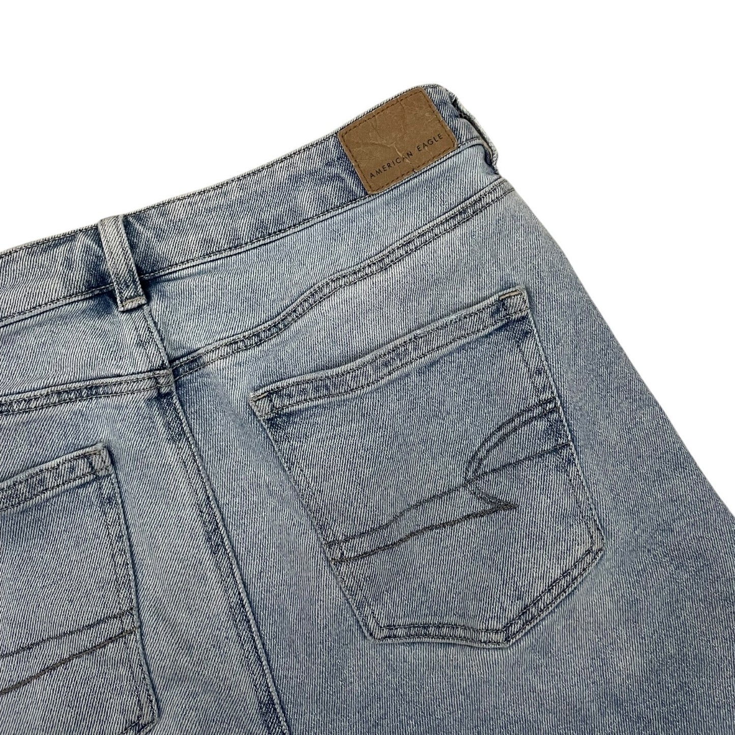 American Eagle Light Wash Stretch Mom Straight Leg High Rise Jeans