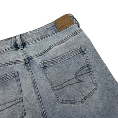American Eagle Light Wash Stretch Mom Straight Leg High Rise Jeans
