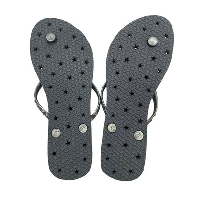Grey & Silver Star Cutout Flip Flop Sandals