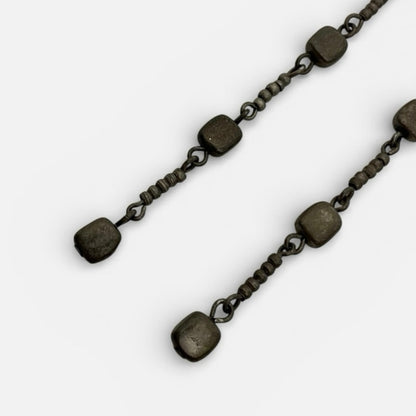 Vintage Silver Chain Beaded Dangle Earrings