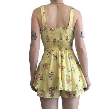 NWT Forever 21 Yellow Floral A-Line Romper