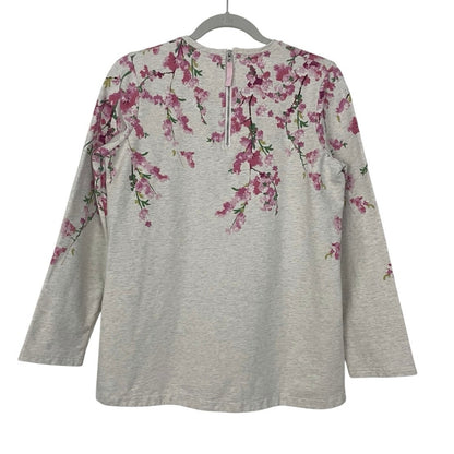 Joules Grey & Pink Floral Blossom Long Sleeve Top