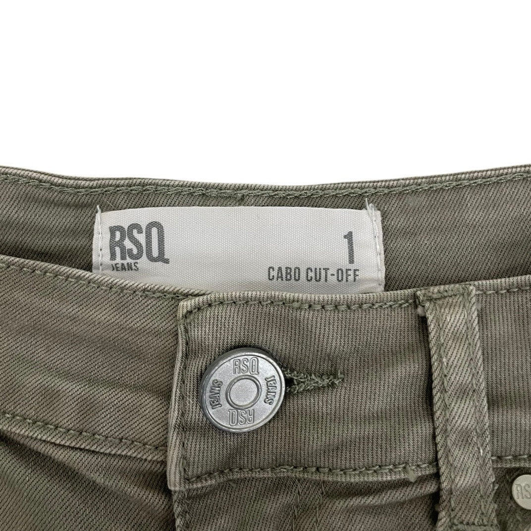 RSQ Jeans Olive Green Cabo Cut-Off Distressed Mini Jean Shorts