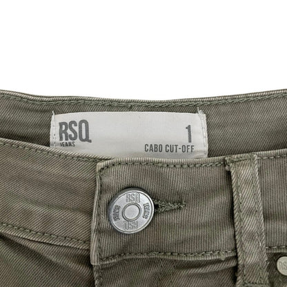 RSQ Jeans Olive Green Cabo Cut-Off Distressed Mini Jean Shorts