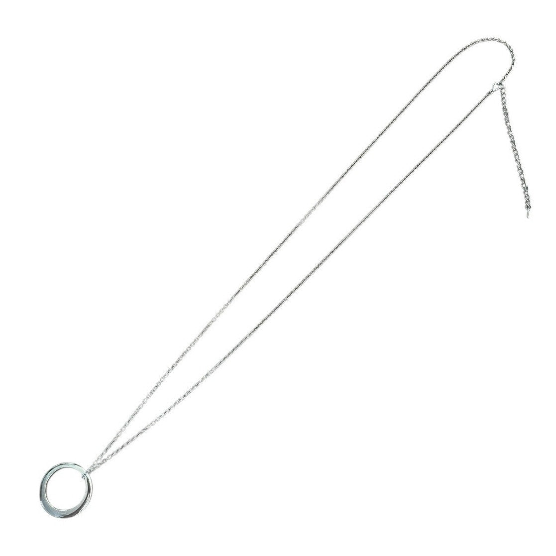 Silver Chain Long Thick Hoop Pendant Necklace