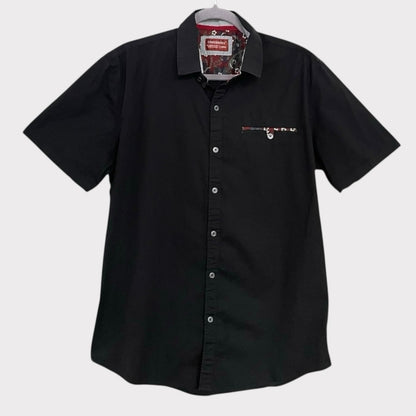 Consequence Mens Black Short Sleeve Button Down Shirt
