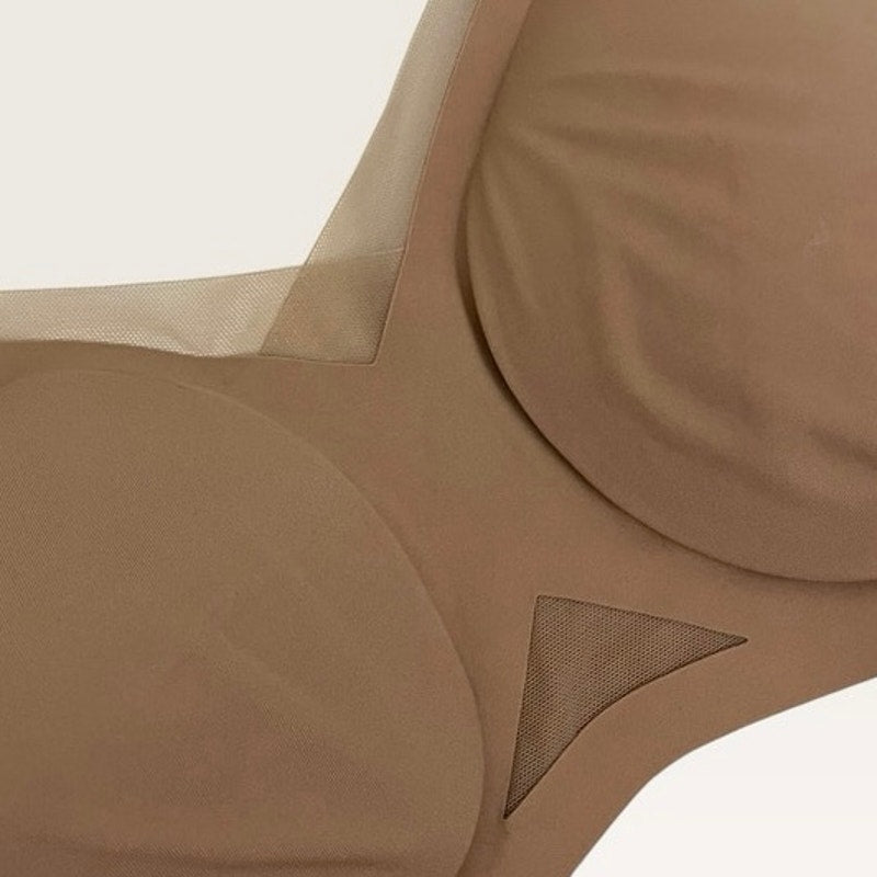 Honeylove Beige Mesh Trim Crossover Wireless Bra