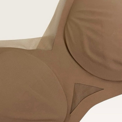 Honeylove Beige Mesh Trim Crossover Wireless Bra