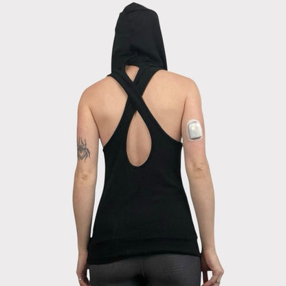Mossimo Supply Co Black Hooded Open Cross Back Top