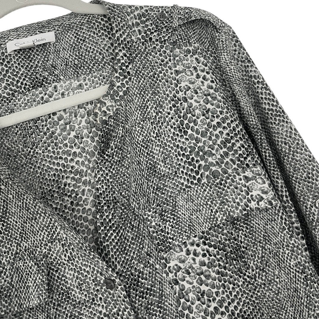 Calvin Klein Grey Snakeskin Button Down Blouse