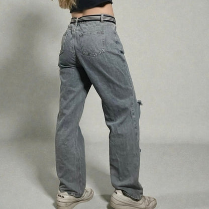 Nasty Gal Distressed High Rise Relaxed Fit Jeans