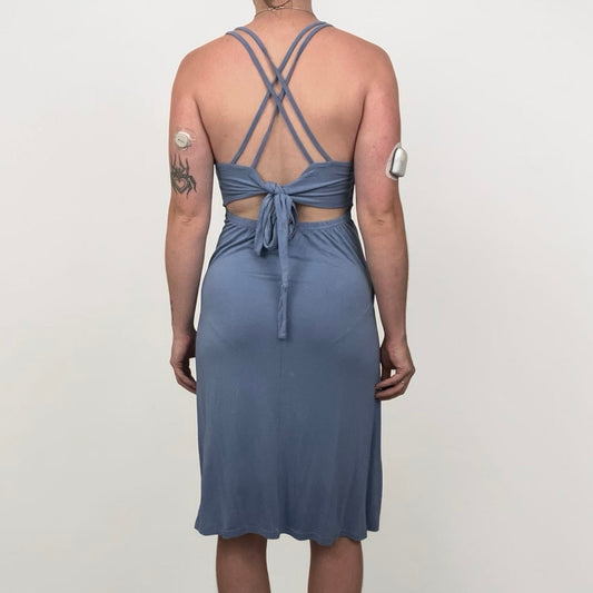 Lascana for Venus Dusty Blue Strappy Open Back Midi Dress