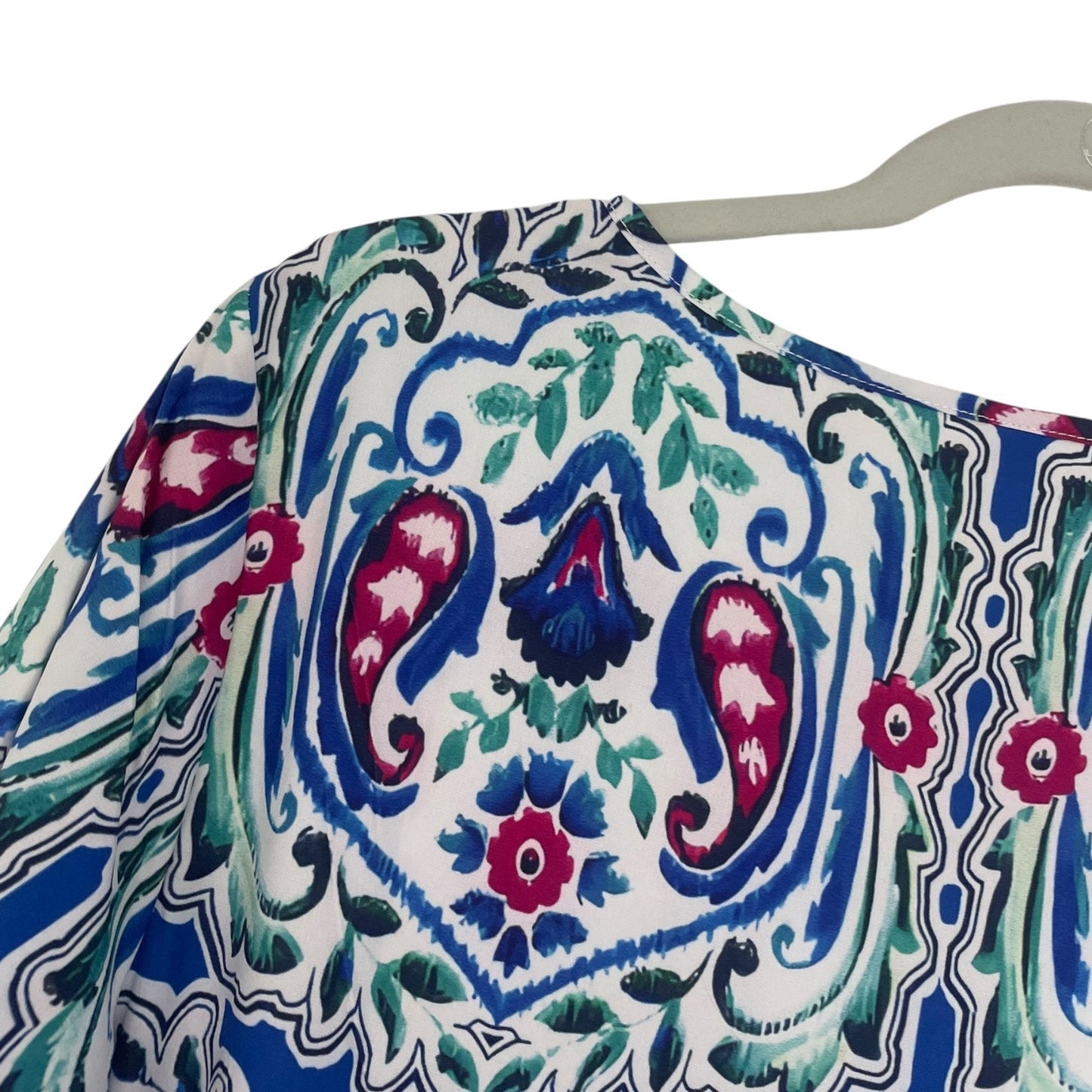 Blue Boho Paisley Floral Tiered Midi Dress