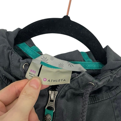 Athleta Grey Hooded Zip Up Jacket