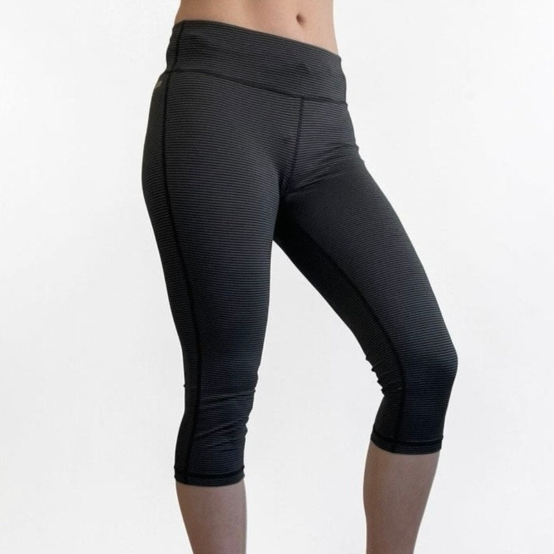 Danskin Now Grey Striped Dri More Active Capri Cropped Leggings