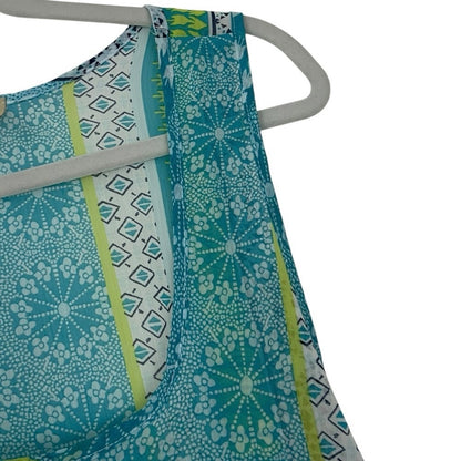 Goo Yoo Sheer Blue Geometric Print Tank Top Blouse