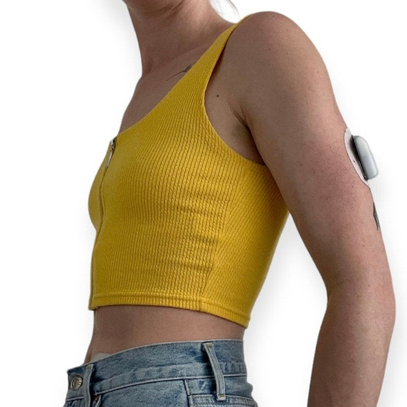 Me to We Essentials Yellow Cropped Zip Up Tank Top