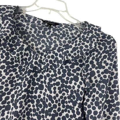 Banana Republic Blue & White Polka Dot Long Sleeve Blouse