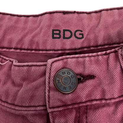 BDG Pink Distressed Low Rise Dolphin Mini Denim Shorts