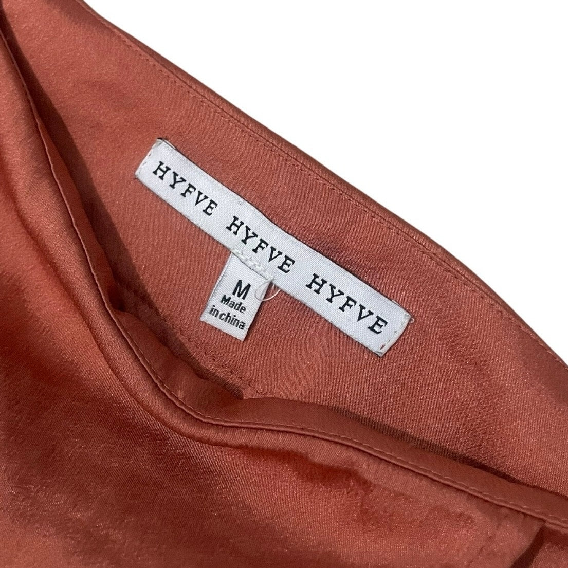 HYFVE Silky Copper Asymmetrical Midi Skirt