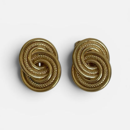 Vintage Gold Tone Clip On Statement Earrings