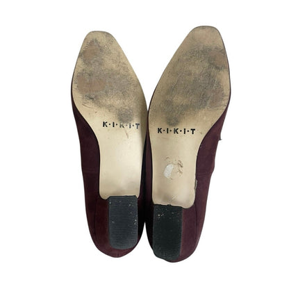 KIKIT Vintage Beauregard 2 Chianti Suede Leather Brown Bow Heels